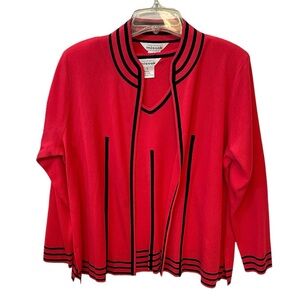 Misook Vintage 2 Piece Knit Red Shell & Cardigan Size Small Quite Luxury